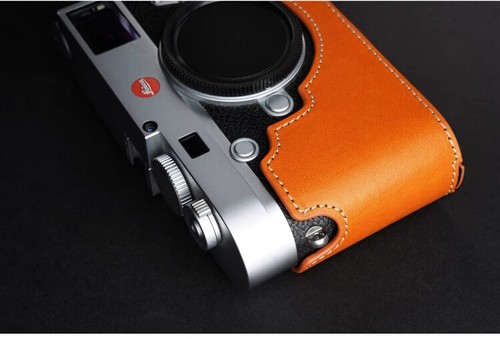Leather half case - leather, leica